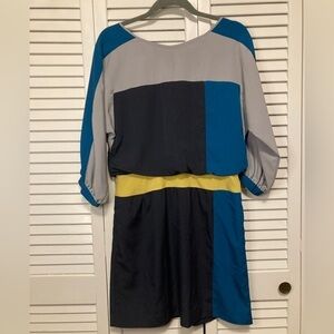 Eliza J Black And Blue Color Block 3/4 Sleeve Mini Dress Size 4